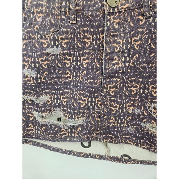 New One Teaspoon Azteca Leopard Vanguard Skirt Womens 26 Mini Destroyed - Picture 4 of 8